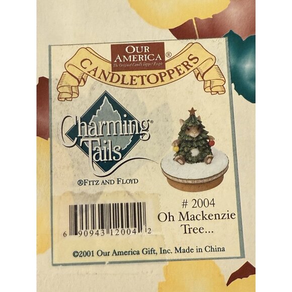 Charming Tails Fitz & Floyd Oh Mackenzie Tree Christmas Mouse Candle Topper MM23 - Picture 4 of 4